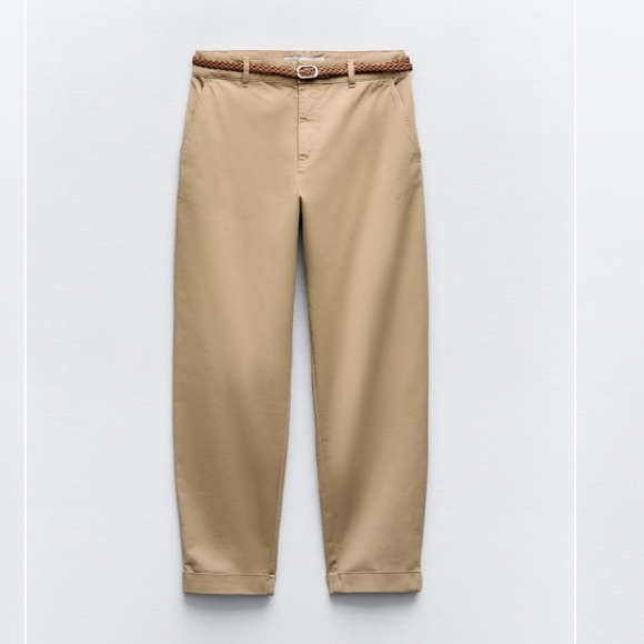 NWT Zara braided belt chino pants. Size 27 (US 4) - Picture 1 of 5